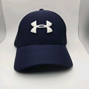 Men's Under Armor Blitzing Cap Navy Blue/White Hat NEW Size L /XL